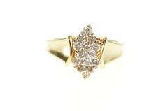 14K Yellow Gold 0.42 Ctw Classic Diamond Cluster Statement Ring
