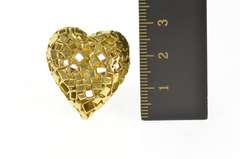 18K Yellow Gold Retro Designer Geometric Heart Statement Ring