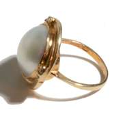 14 K Maube Pearl and Diamond Ring