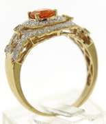 Fabulous Yellow Gold Orange Sapphire and Diamond Ring