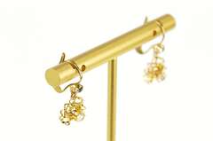 10K Yellow Gold Filigree Cubic Zirconia Syn. Sapphire Dangle Earrings