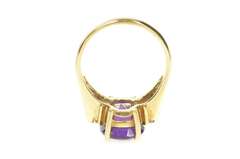 14K Yellow Gold Oval Amethyst Diamond Accent Statement Ring