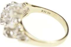 14K White Gold Raw Textured Cluster Nugget Statement Ring