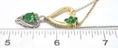 Lot of 2 Sterling Silver Heart Necklaces with Green Stones