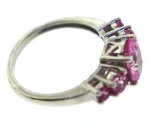 Sterling Silver Opal And Pink Saphires Ring