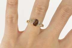 14K Yellow Gold Color Change Garnet Diamond Engagement Ring