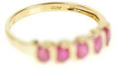 10K Yellow Gold Oval Natural Ruby Wavy Five Stone Band Ring