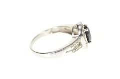 10K White Gold Oval Sapphire Diamond Halo Engagement Ring