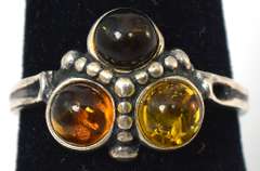 Sterling Silver & Amber Ring