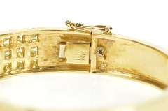 14K Yellow Gold 5.44 Ctw Diamond Bar Channel Wide Bangle Bracelet