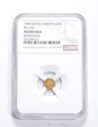 AU Details 1864 Liberty 25 Cents Octagonal Gold Coin - Scratches - NGC