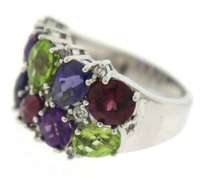 Sterling Silver Multi Color Gemstone Ring