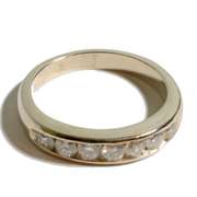14 K Yellow Gold Channel Set 7 Diamond Ring