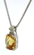 Fabulous 14kt WG Oval Cut Citrine and Diamond Necklace