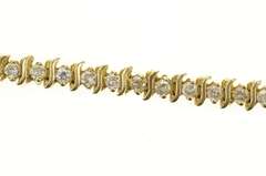 14K Yellow Gold 2.52 Ctw Diamond Wavy Link Classic Tennis Bracelet