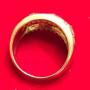 Ladies 14k diamond and emerald wide band