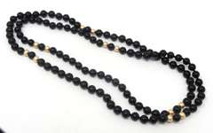 Black Bead & Gold Bead Necklace