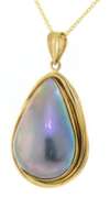 Gorgeous 14kt YG Blue Mabe Pearl Necklace
