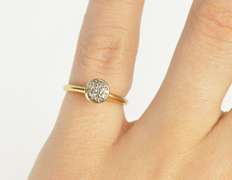 14K Yellow Gold Round Diamond Halo Cluster Promise Engagement Ring