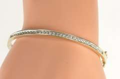 14K White Gold 0.82 Ctw Diamond Channel Oval Bangle Bracelet
