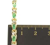 14K Yellow Gold Marquise Emerald Diamond X Link Tennis Bracelet
