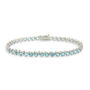 Sterling Silver 5.3ct Swiss Blue Topaz S Design Tennis Bracelet