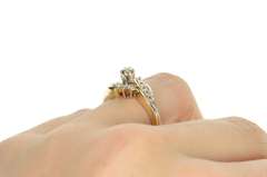 14K Yellow Gold Diamond Bypass Promise Engagement Ring