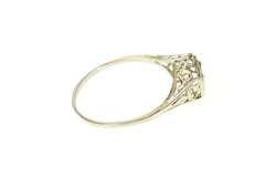 18K White Gold Art Deco Etched Filigree Engagement Setting Ring