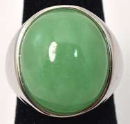 Sterling Silver Green Jade Ring