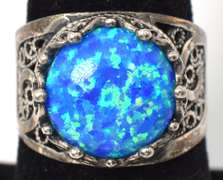Sterling Silver Synthetic Opal Ring