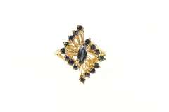 14K Yellow Gold Marquise Sapphire Squared Swirl Statement Ring