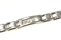 14K White Gold 1.26 Ctw Diamond Slide Men's Bar Link Bracelet