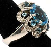 Sterling Silver Blue Topaz Cocktail Ring