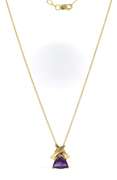 Fantastic 14kt YG Trillion Cut Amethyst Necklace