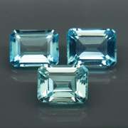 Eye clean 8.25ct vivid blue emerald cut Topaz set