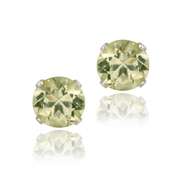 Sterling Silver 1/2ct Lime Quartz Stud Earrings, 4mm
