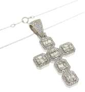 Unusual White Gold Diamond Cross Necklace