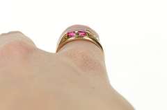 10K Yellow Gold 1930's Oval Syn. Ruby Statement Ring
