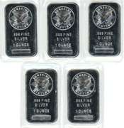 5 Sealed Sunshine Mint 1 Troy Oz. pure .999 Silver Bars