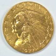 Very Choice BU 1927 US $2.50 Indian Gold Piece. Nice