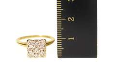 10K Yellow Gold Raised Squared Diamond Retro 1960's Cluster Ring