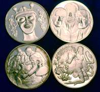 Lot Of 4 History Of Drugs Sterling Silver Medals