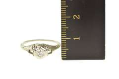 14K White Gold Art Deco Ornate Diamond Filigree Engagement Ring