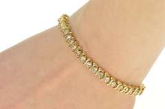 14K Yellow Gold 2.52 Ctw Diamond Wavy Link Classic Tennis Bracelet