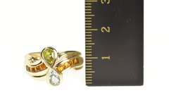 10K Yellow Gold Pear Blue Topaz Peridot Princess Citrine Ring