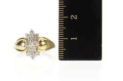10K Yellow Gold Ornate Classic Diamond Cluster Statement Ring