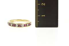 14K Yellow Gold 1/3 Ctw Ruby Diamond Classic Wedding Band Ring