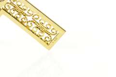 18K Yellow Gold 0.22 Ct Rose Cut Diamond Filigree Cross Pendant