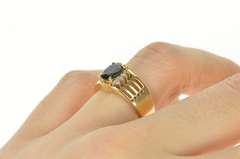 14K Yellow Gold Oval Natural Amethyst Diamond Statement Ring
