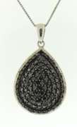 Sterling Silver Black Diamond Pear Shaped Necklace